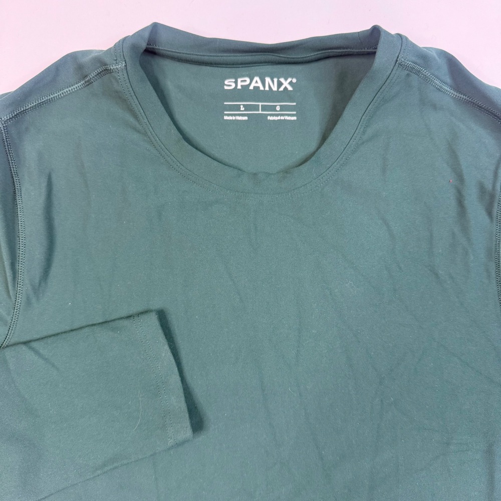 Spanx OnForm Long Sleeve Active Top Women Size Large Green Crew Neck